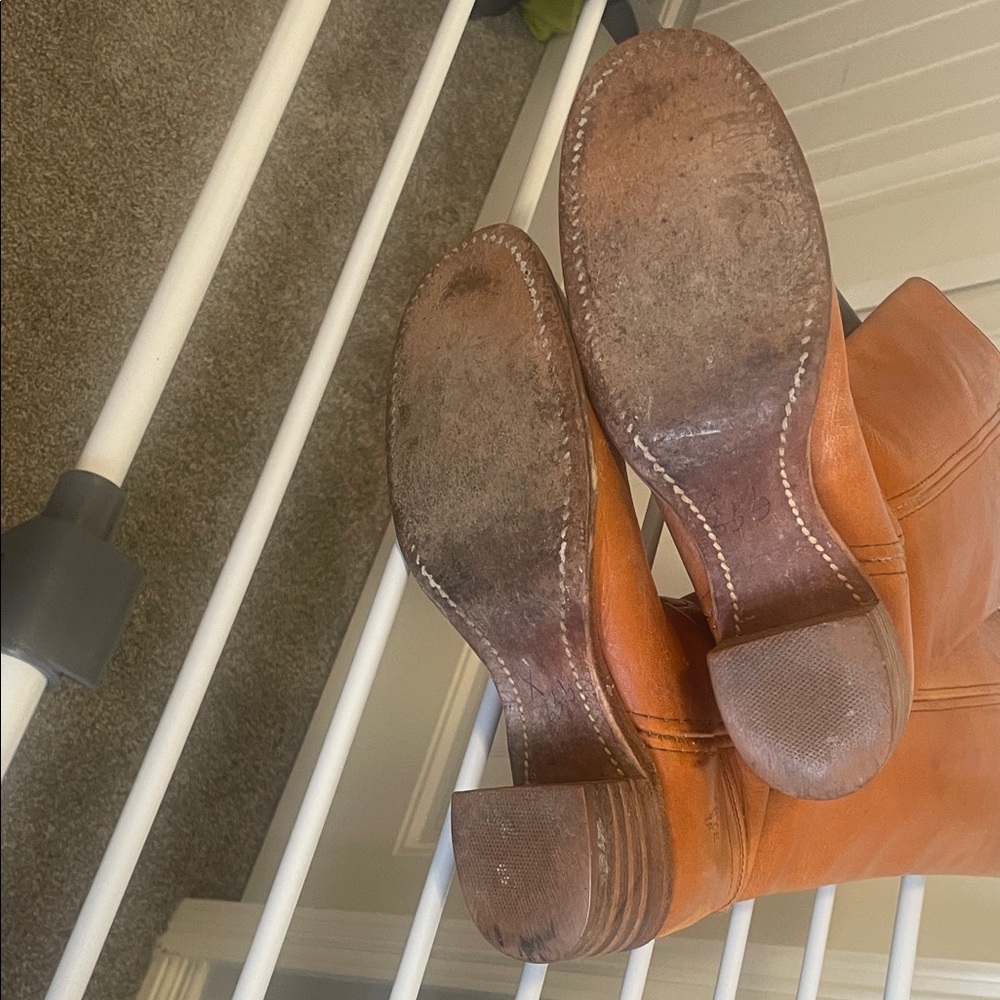 Frye Tall Leather Riding Boots in Cognac Brown - Picture 3 of 4